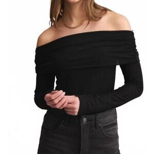 NEW Z SUPPLY whimsy off shoulder mesh top in black
